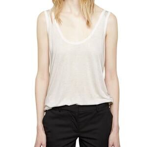 The Row Roger White Gauzy Scoop Neck Tank Top size S Essentials Semi Sheer